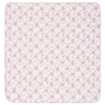 Baby Girls White & Pink Floral & Butterflies Blanket